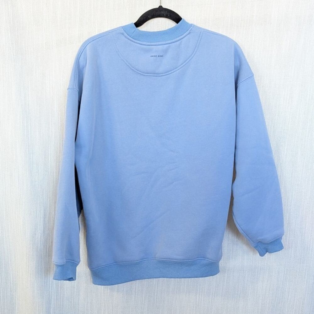 ANINE BING SPORT Logo Crewneck Long Sleeve Oversized Sweatshirt Blue Size S - Picture 3 of 8